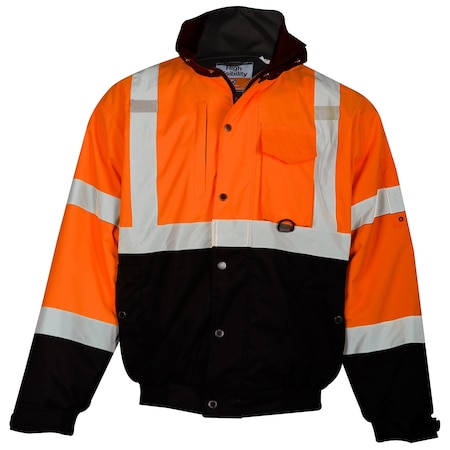 Kishigo Hi-Vis Bomber Jacket, Ripstop, Orange/Black, 3XL JS131-3X